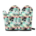 Pastel Palm Tree Pattern Print Oven Mitts