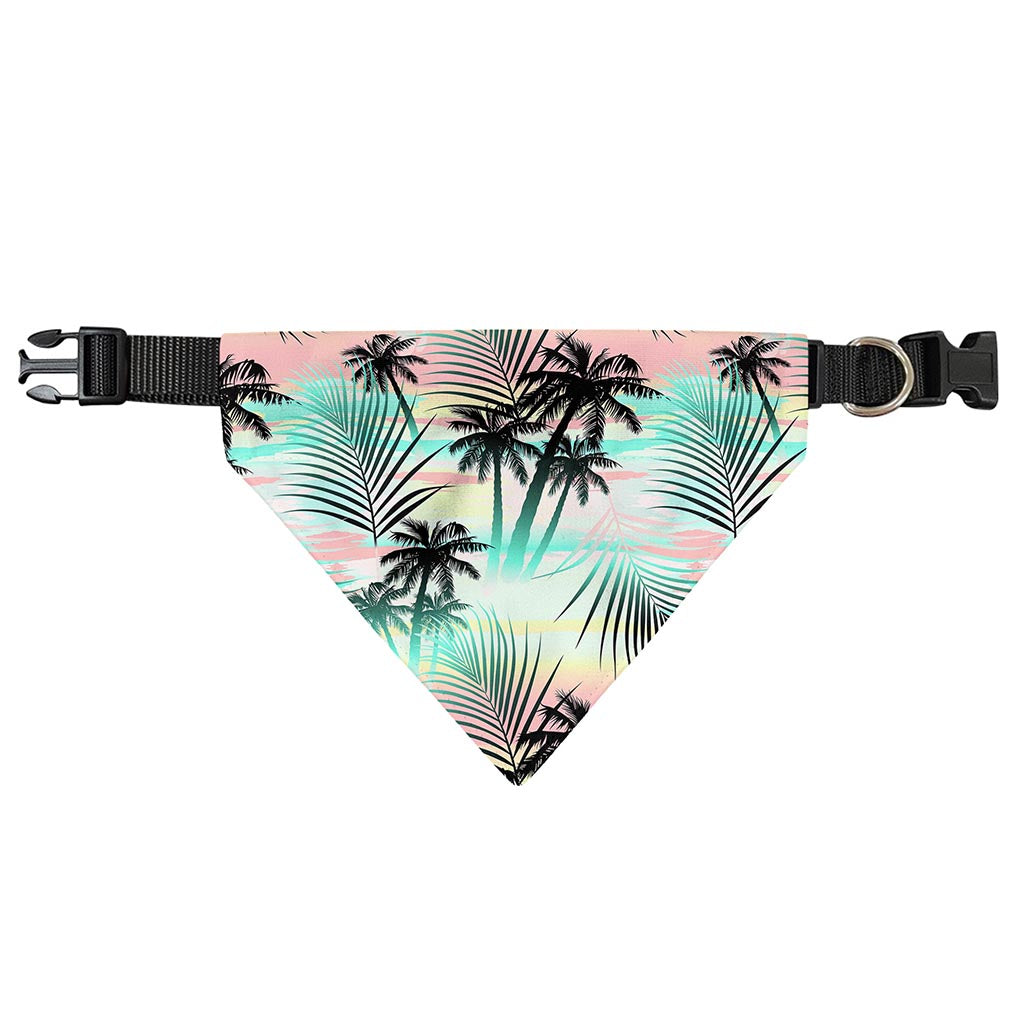 Pastel Palm Tree Pattern Print Over The Collar Dog Bandana