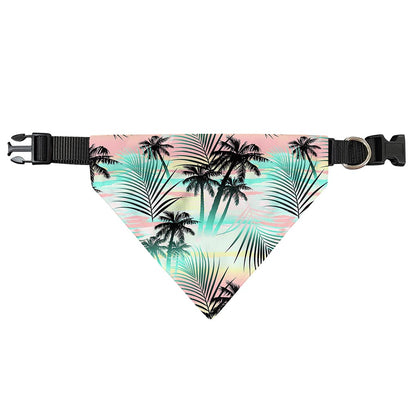 Pastel Palm Tree Pattern Print Over The Collar Dog Bandana
