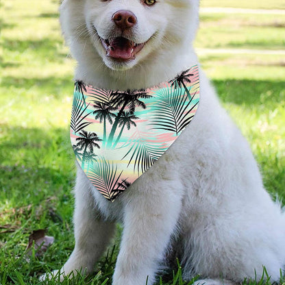 Pastel Palm Tree Pattern Print Over The Collar Dog Bandana