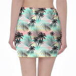 Pastel Palm Tree Pattern Print Pencil Mini Skirt