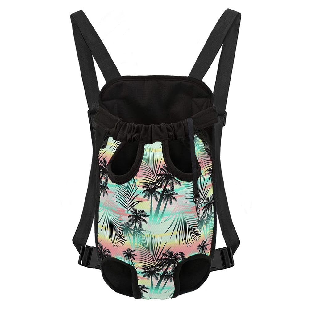 Pastel Palm Tree Pattern Print Pet Carrier Backpack