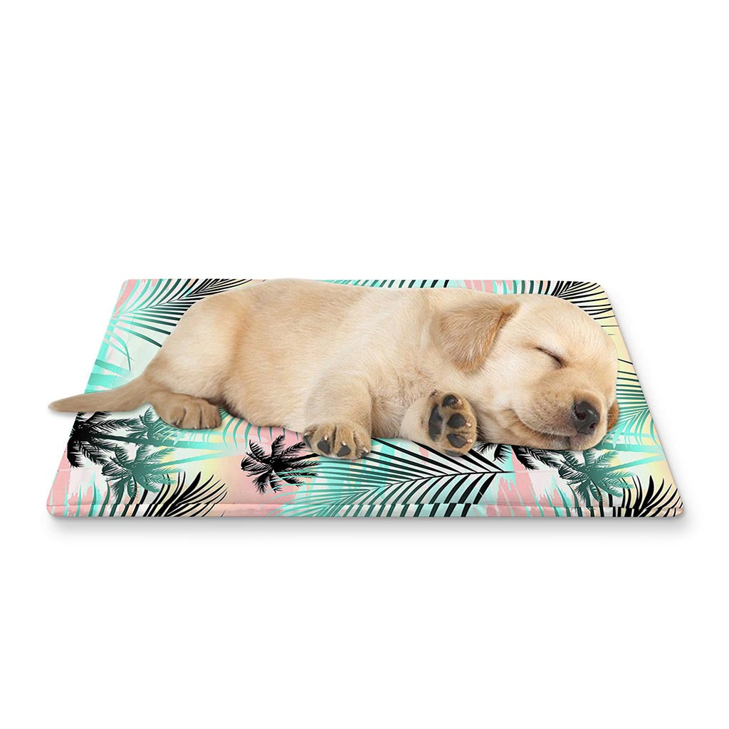 Pastel Palm Tree Pattern Print Pet Cooling Mat Cover