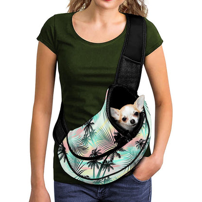 Pastel Palm Tree Pattern Print Pet Sling Carrier