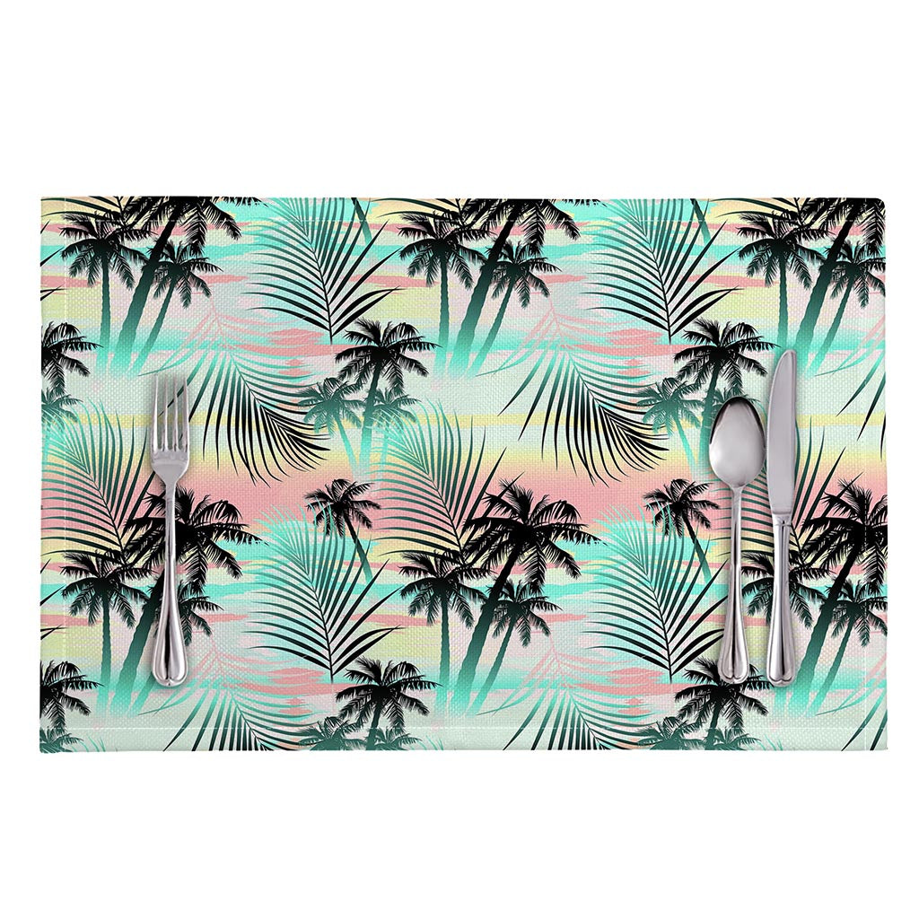 Pastel Palm Tree Pattern Print Placemat