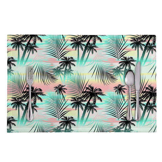 Pastel Palm Tree Pattern Print Placemat