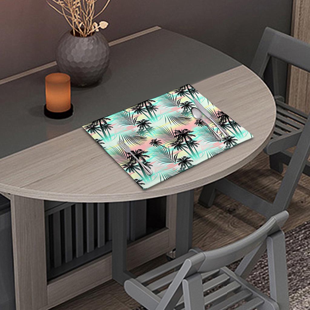Pastel Palm Tree Pattern Print Placemat