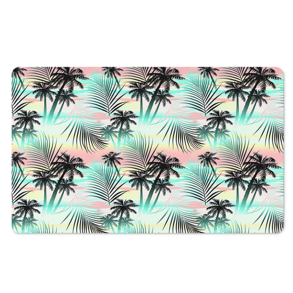 Pastel Palm Tree Pattern Print Polyester Doormat