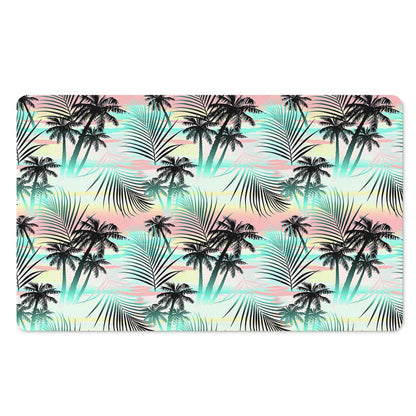 Pastel Palm Tree Pattern Print Polyester Doormat
