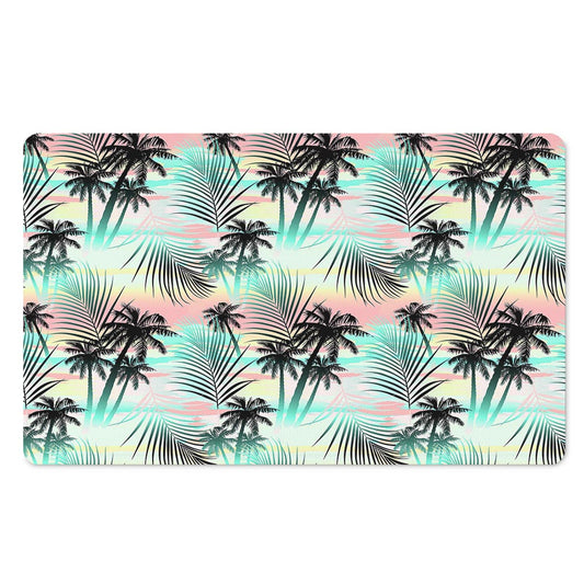 Pastel Palm Tree Pattern Print Polyester Doormat