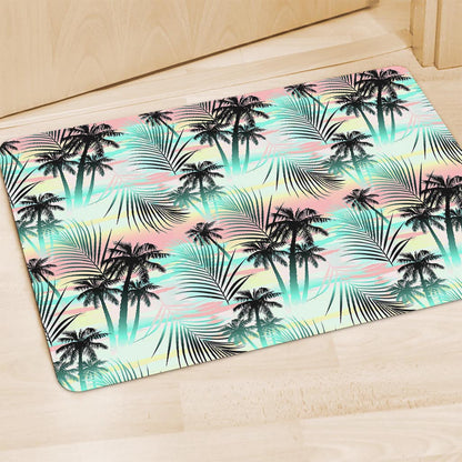 Pastel Palm Tree Pattern Print Polyester Doormat