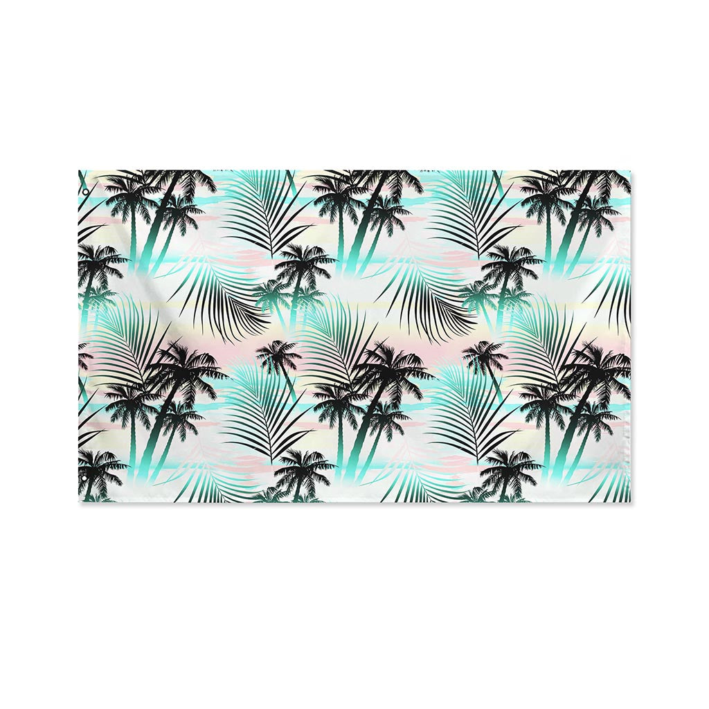 Pastel Palm Tree Pattern Print Polyester Flag