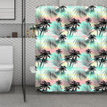 Pastel Palm Tree Pattern Print Polyester Shower Curtain