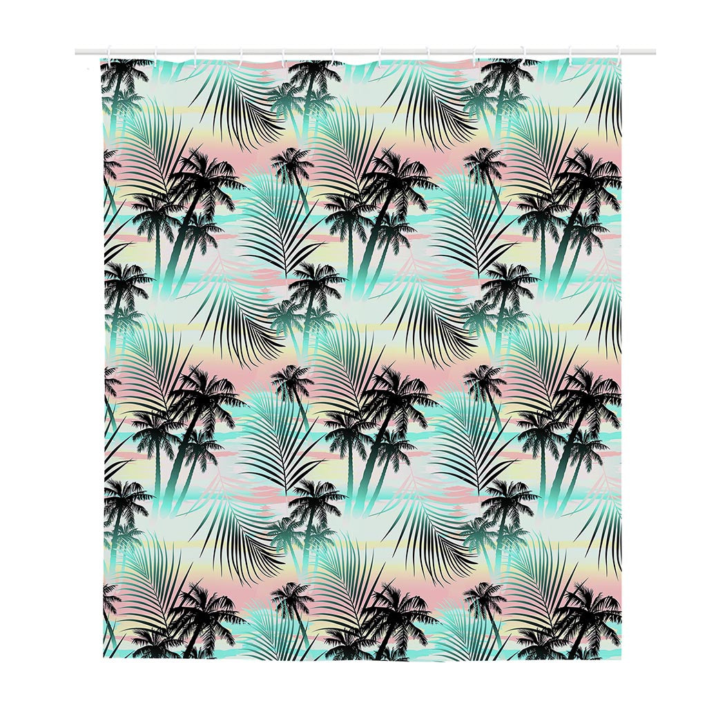 Pastel Palm Tree Pattern Print Polyester Shower Curtain