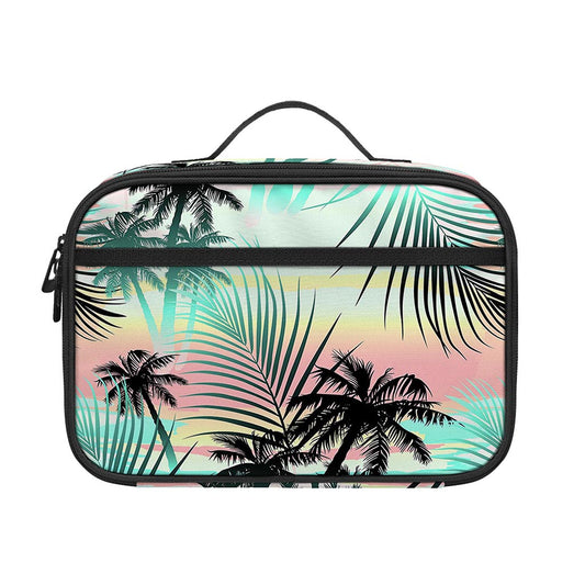 Pastel Palm Tree Pattern Print Portable Lunch Bag