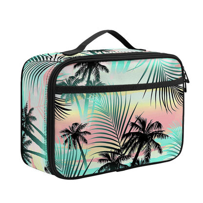Pastel Palm Tree Pattern Print Portable Lunch Bag