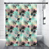 Pastel Palm Tree Pattern Print Premium Shower Curtain