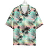 Pastel Palm Tree Pattern Print Rayon Hawaiian Shirt