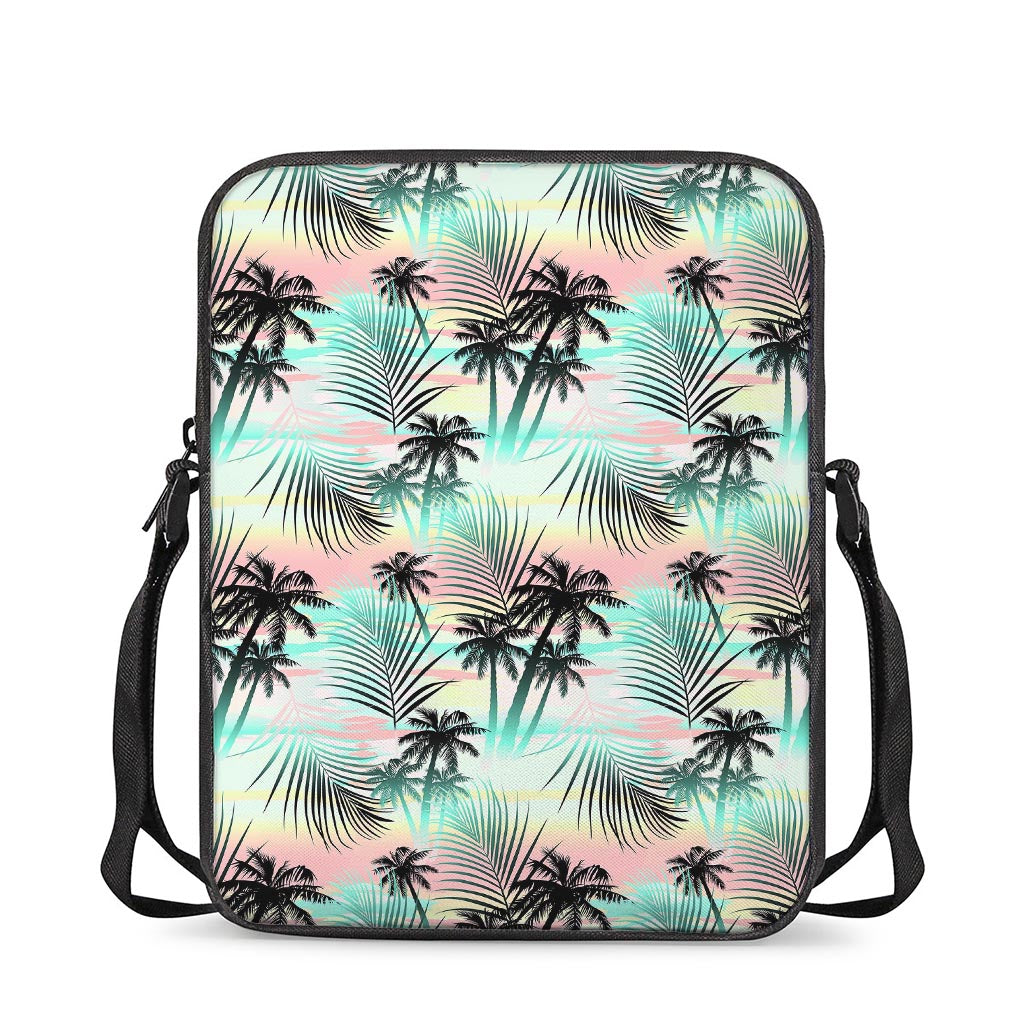 Pastel Palm Tree Pattern Print Rectangular Crossbody Bag