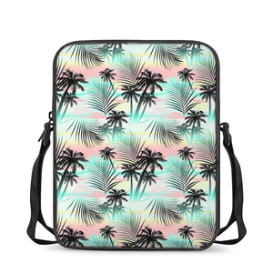 Pastel Palm Tree Pattern Print Rectangular Crossbody Bag