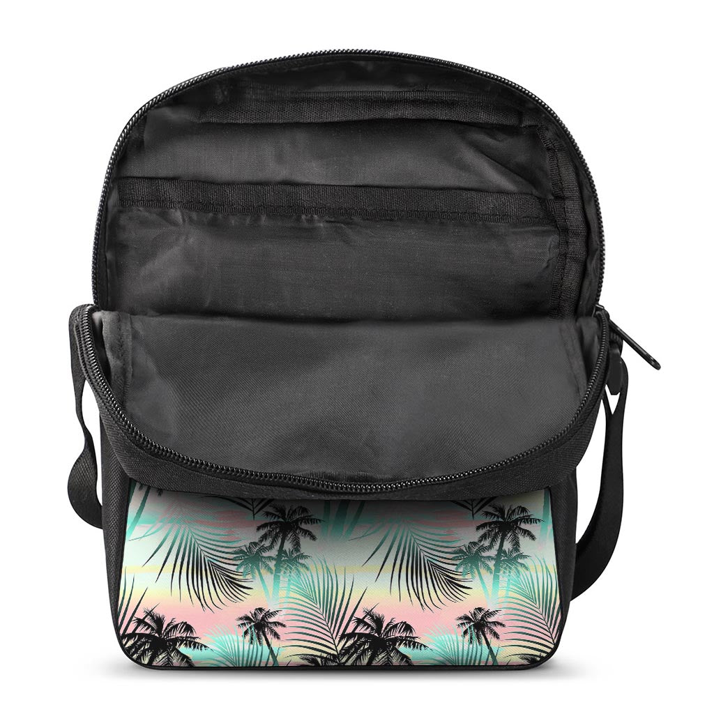 Pastel Palm Tree Pattern Print Rectangular Crossbody Bag