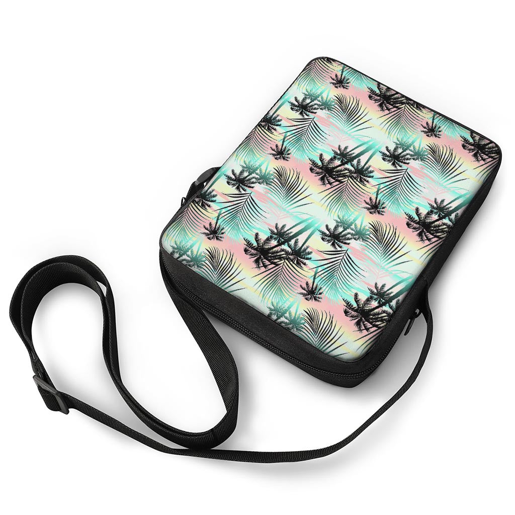 Pastel Palm Tree Pattern Print Rectangular Crossbody Bag