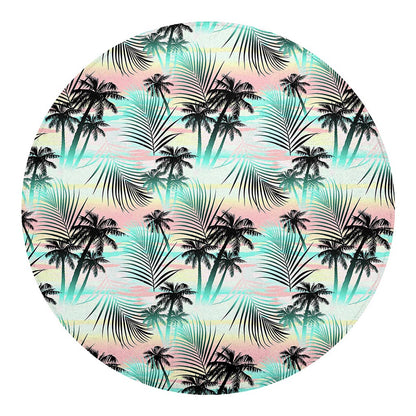 Pastel Palm Tree Pattern Print Round Blanket
