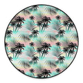 Pastel Palm Tree Pattern Print Round Floor Mat