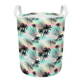 Pastel Palm Tree Pattern Print Round Laundry Basket