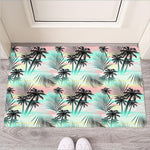 Pastel Palm Tree Pattern Print Rubber Doormat
