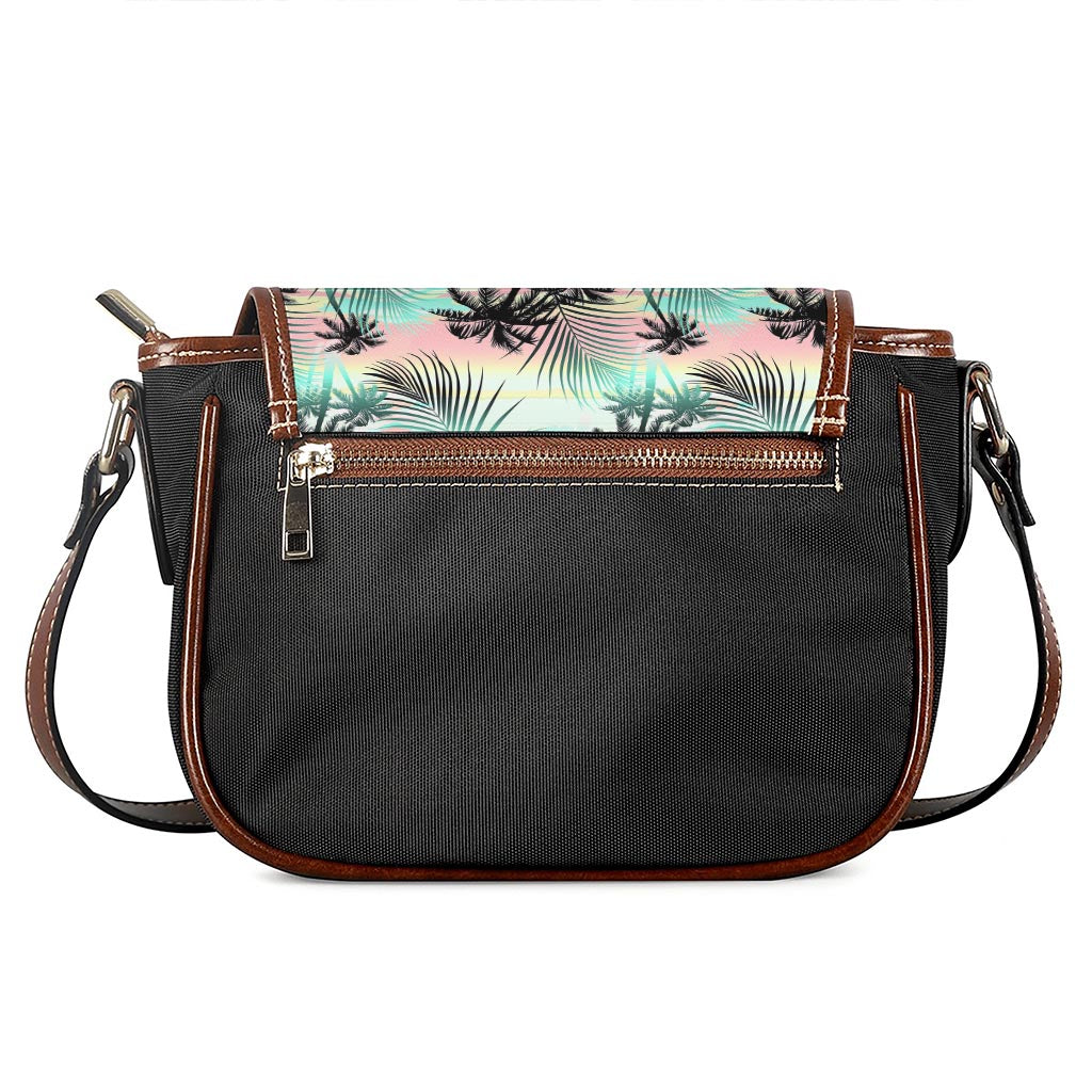 Pastel Palm Tree Pattern Print Saddle Bag