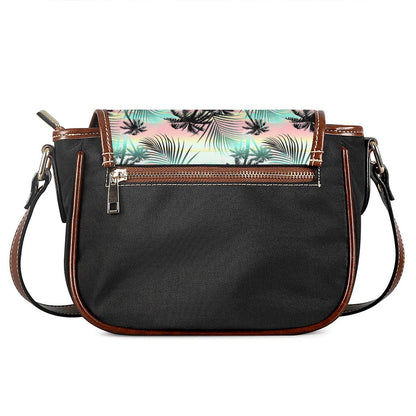 Pastel Palm Tree Pattern Print Saddle Bag