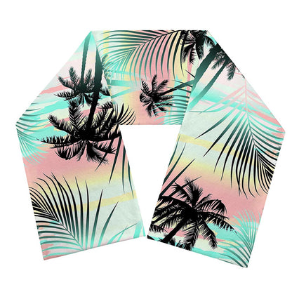 Pastel Palm Tree Pattern Print Scarf