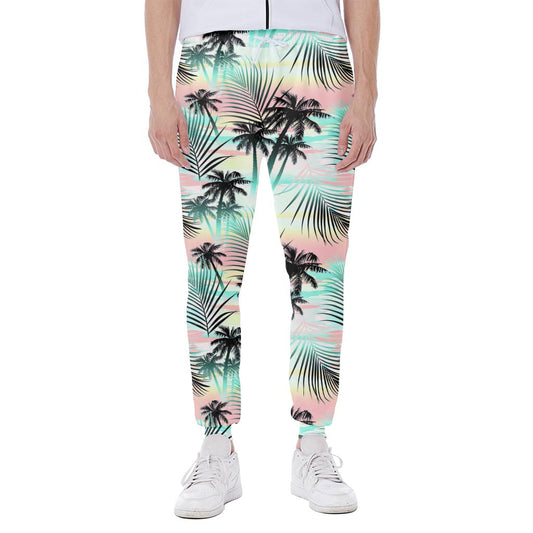 Pastel Palm Tree Pattern Print Scuba Joggers