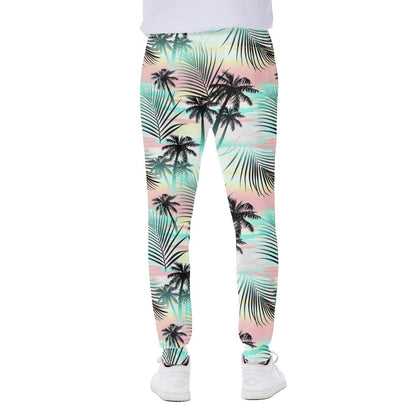 Pastel Palm Tree Pattern Print Scuba Joggers