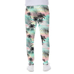 Pastel Palm Tree Pattern Print Scuba Joggers