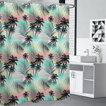 Pastel Palm Tree Pattern Print Shower Curtain