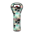 Pastel Palm Tree Pattern Print Single Neoprene Wine Tote
