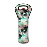 Pastel Palm Tree Pattern Print Single Neoprene Wine Tote