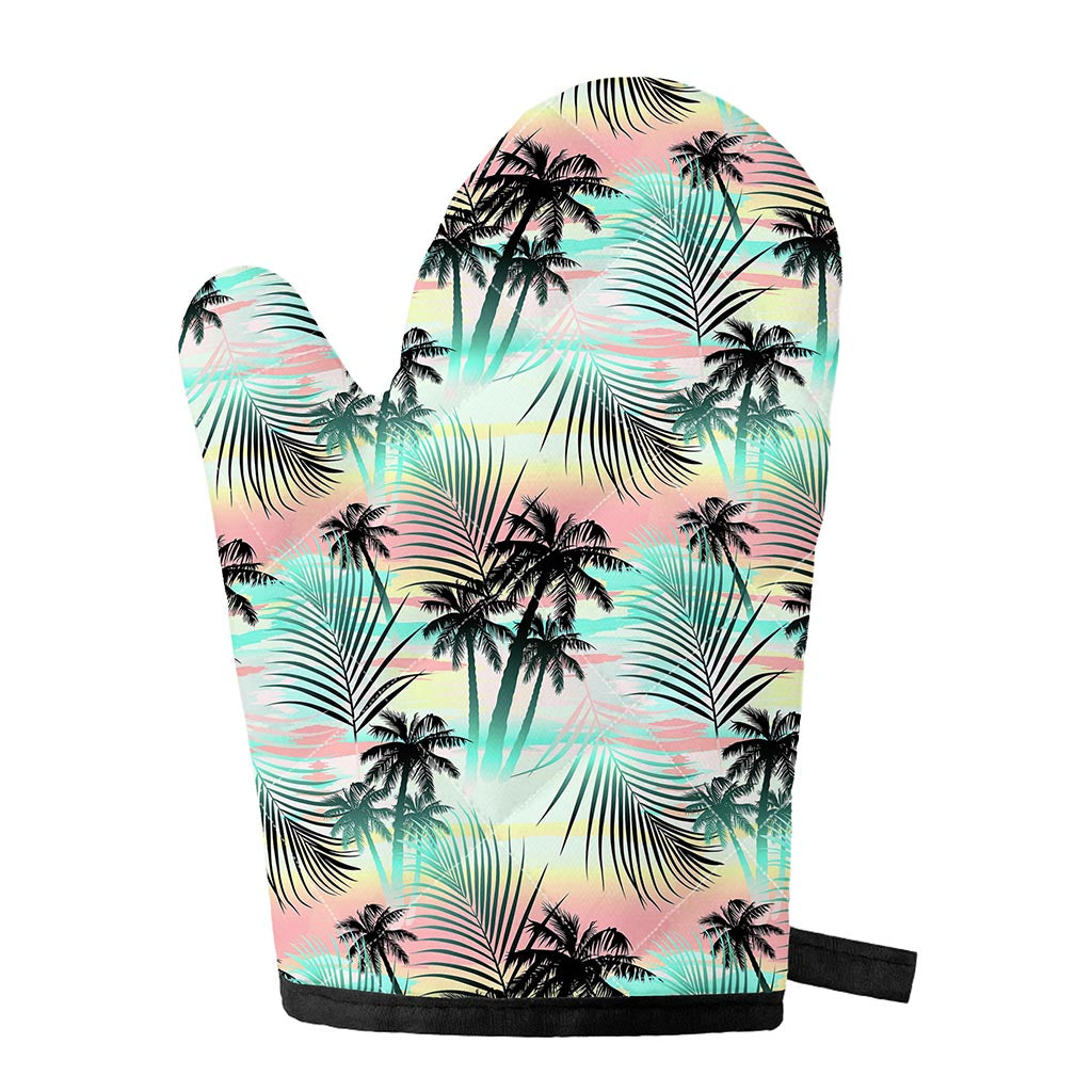 Pastel Palm Tree Pattern Print Single Oven Mitt