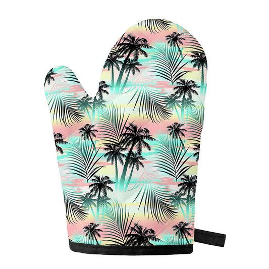 Pastel Palm Tree Pattern Print Single Oven Mitt