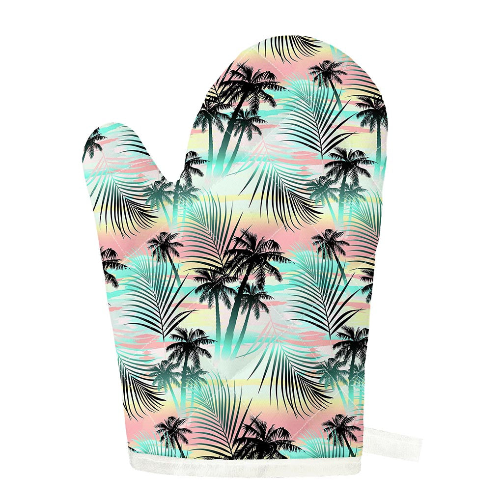 Pastel Palm Tree Pattern Print Single Oven Mitt