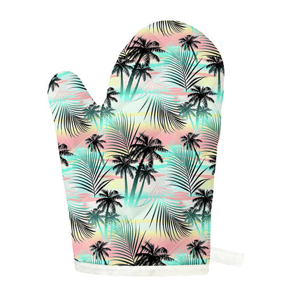 Pastel Palm Tree Pattern Print Single Oven Mitt