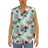 Pastel Palm Tree Pattern Print Sleeveless Baseball Jersey