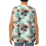 Pastel Palm Tree Pattern Print Sleeveless Baseball Jersey