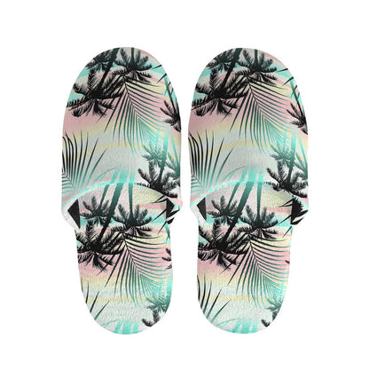 Pastel Palm Tree Pattern Print Slippers