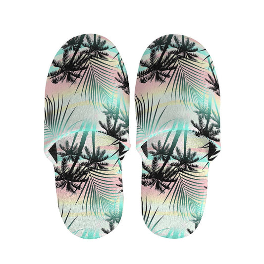 Pastel Palm Tree Pattern Print Slippers