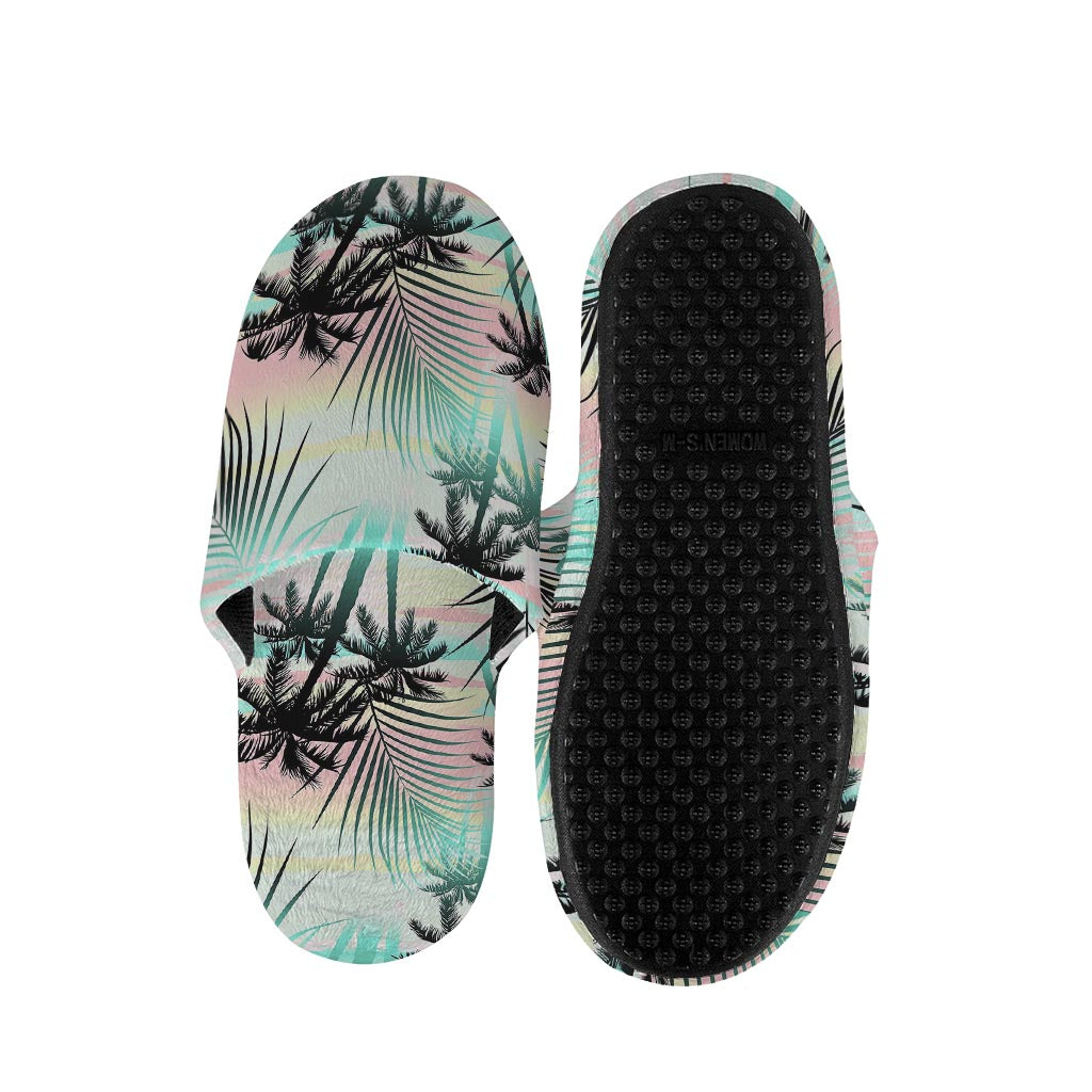 Pastel Palm Tree Pattern Print Slippers