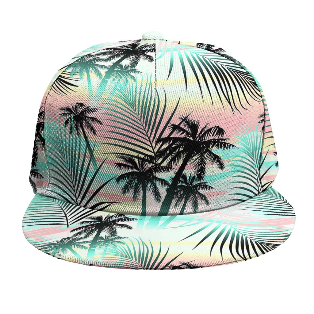 Pastel Palm Tree Pattern Print Snapback Cap
