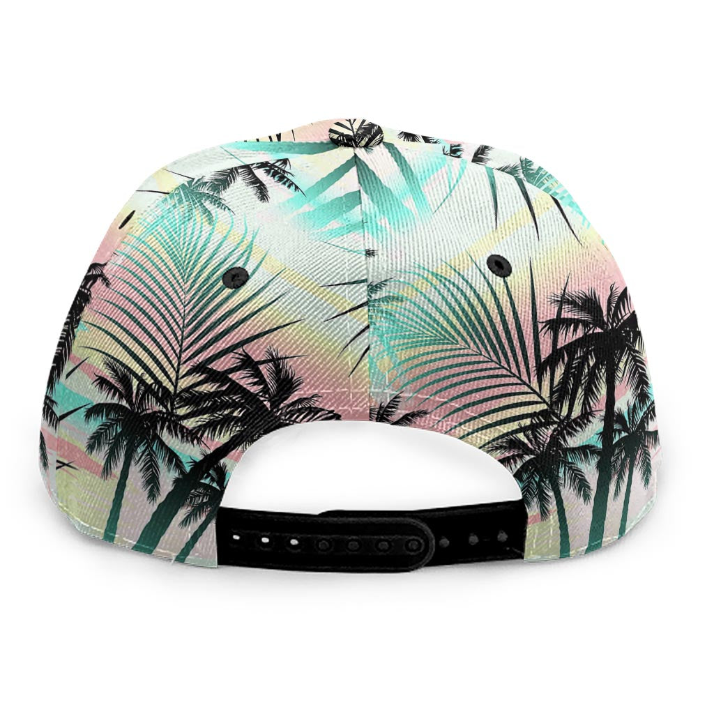 Pastel Palm Tree Pattern Print Snapback Cap